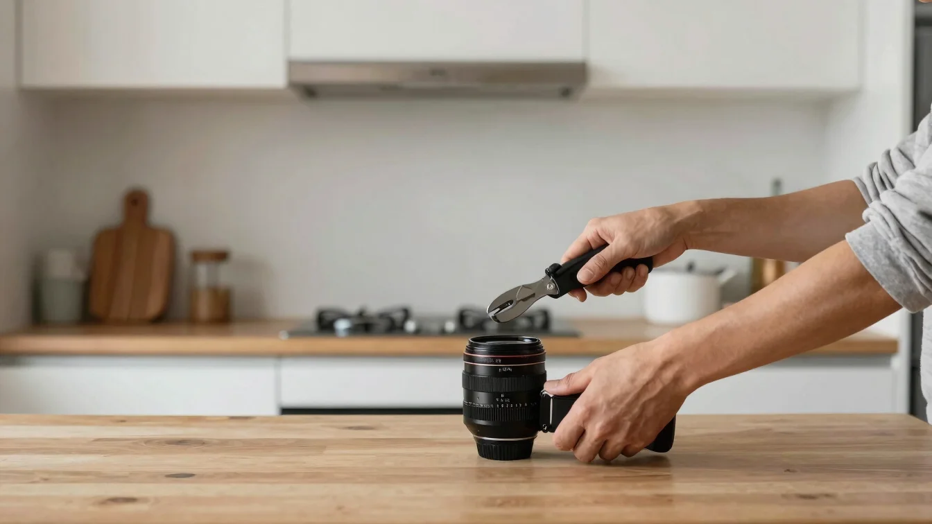 Cajón de cocina siendo ajustado con herramienta manual en una viv